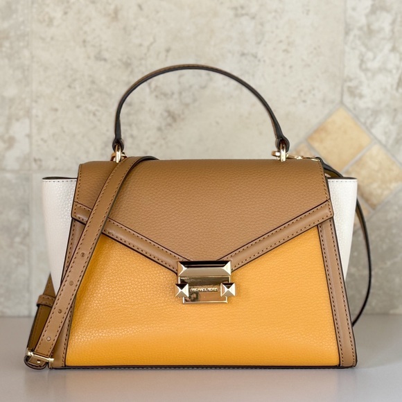 Michael Kors Whitney Medium Flap Shoulder Bag Yellow Multi - Picture 1 of 14